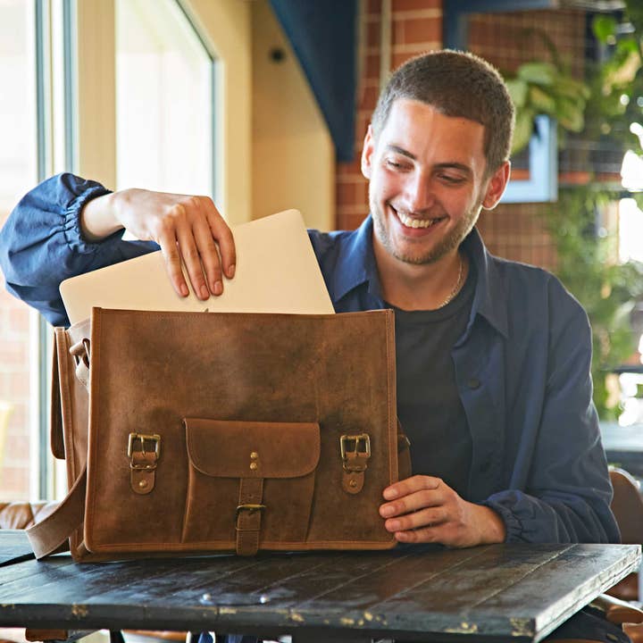 The Paper High Gift Company Limited - Wholesale Messenger Bag - Unisex - Buffalo Leather Vintage Satchel - Handmade