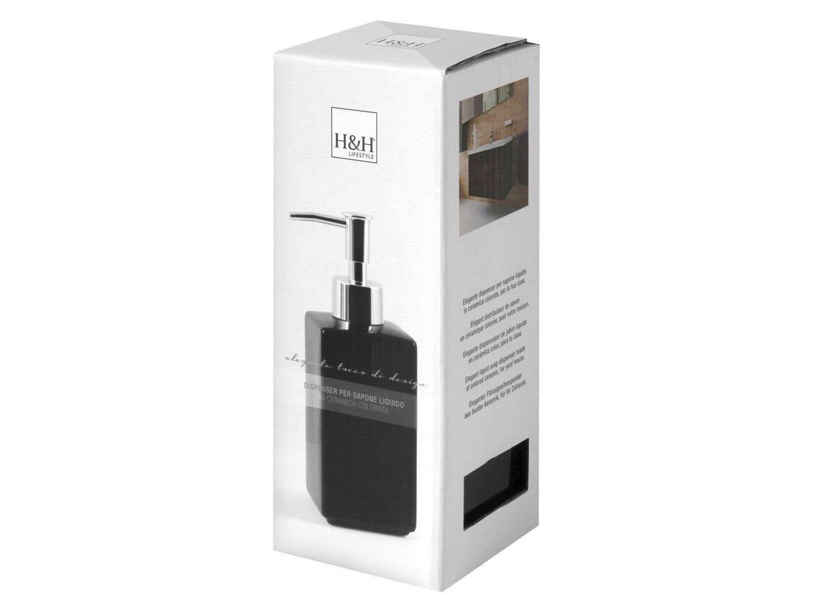 H&H - Wholesale Soap Dispenser - Soap Dispenser Bathroom Square Design in Black Ceramic2