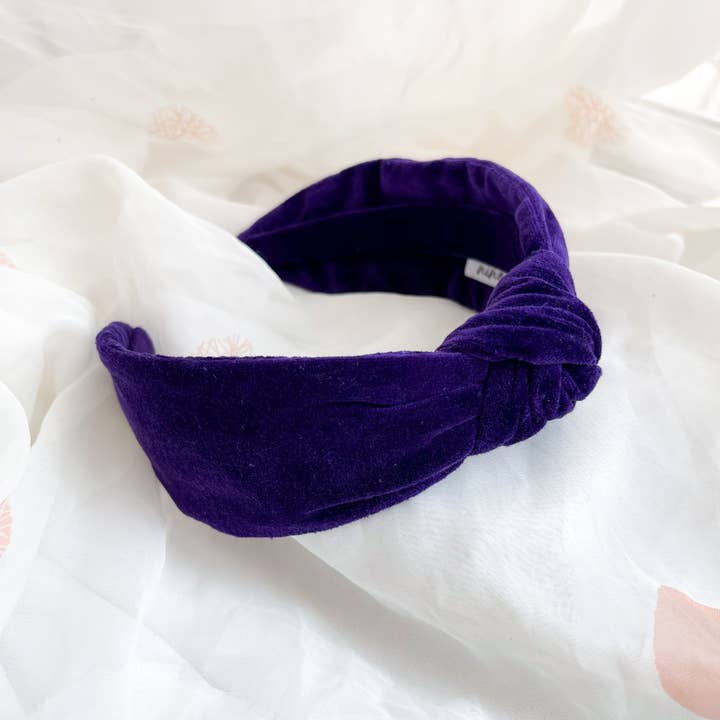 Nine Designs Ltd - Wholesale Fashion Headband - Women's - Purple Velvet Knotted Headband, Luxury Hair Accessory