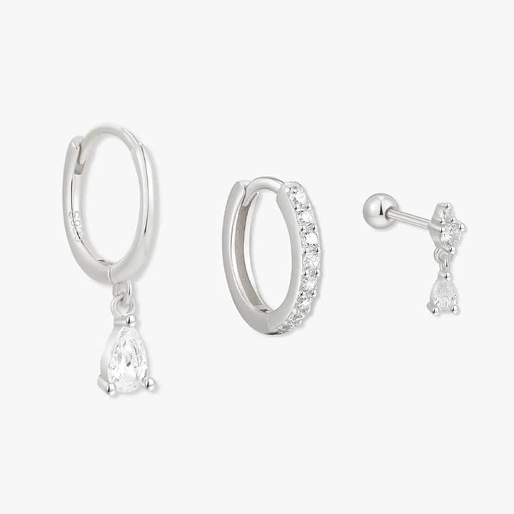 Ensemble de boucles d'oreilles pendantes en forme de goutte en argent pour la vente par LEA Jewels