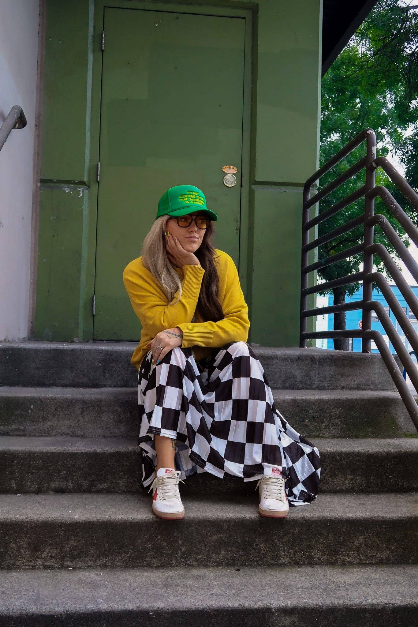 Burnt Toast - Wholesale Skirt - Women's - Victory Lap Checkered Maxi Pleated Skirt6