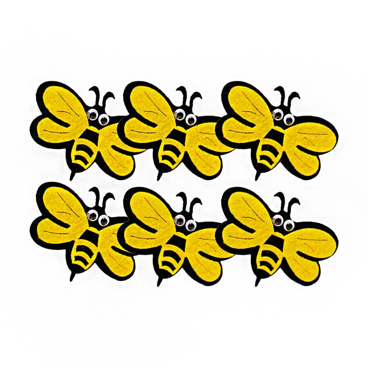 Felt Bees – 6ct, 2.3" x 1.7" (6 x 4.4cm) for wholesale by Angels Craft