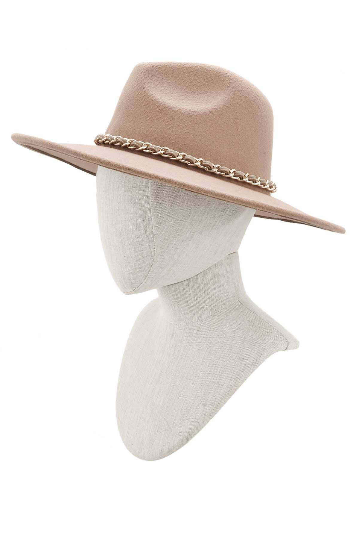 anbfashion - Wholesale Fedora - Women's - Fedora Hat with Leather Tiered Chain 065