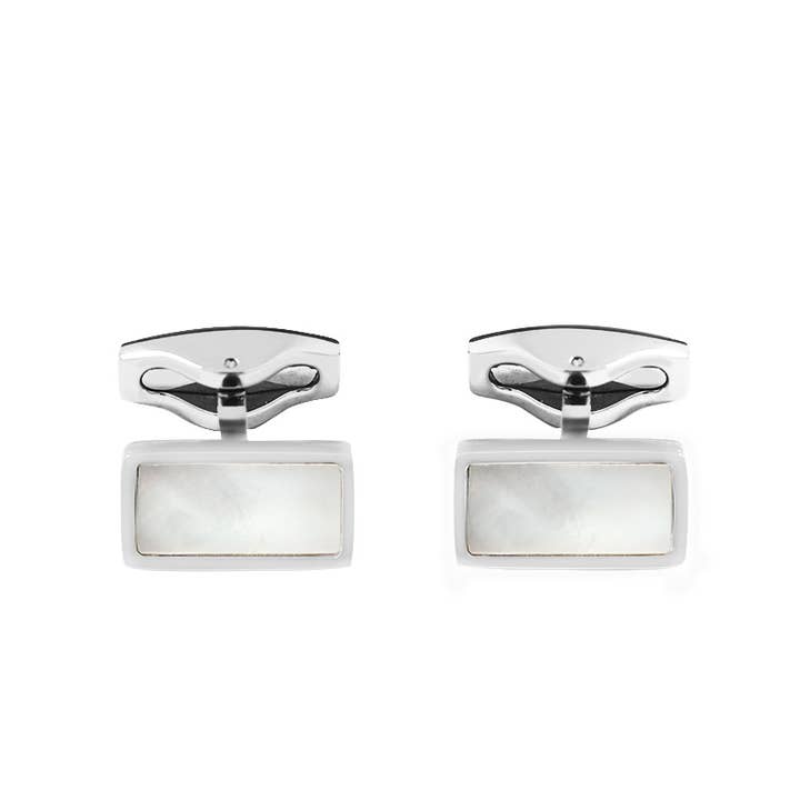 AMORINO SRL - Wholesale Cufflinks - MEN'S RECTANGULAR CUFFLINKS WITH STONE - RD241112B58X