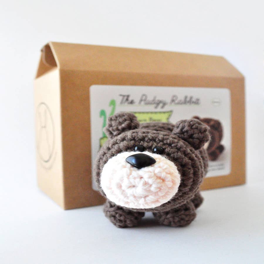 Hoooked  DIY Crochet Kit Cuddle Cloth Bear Bo Sage Green