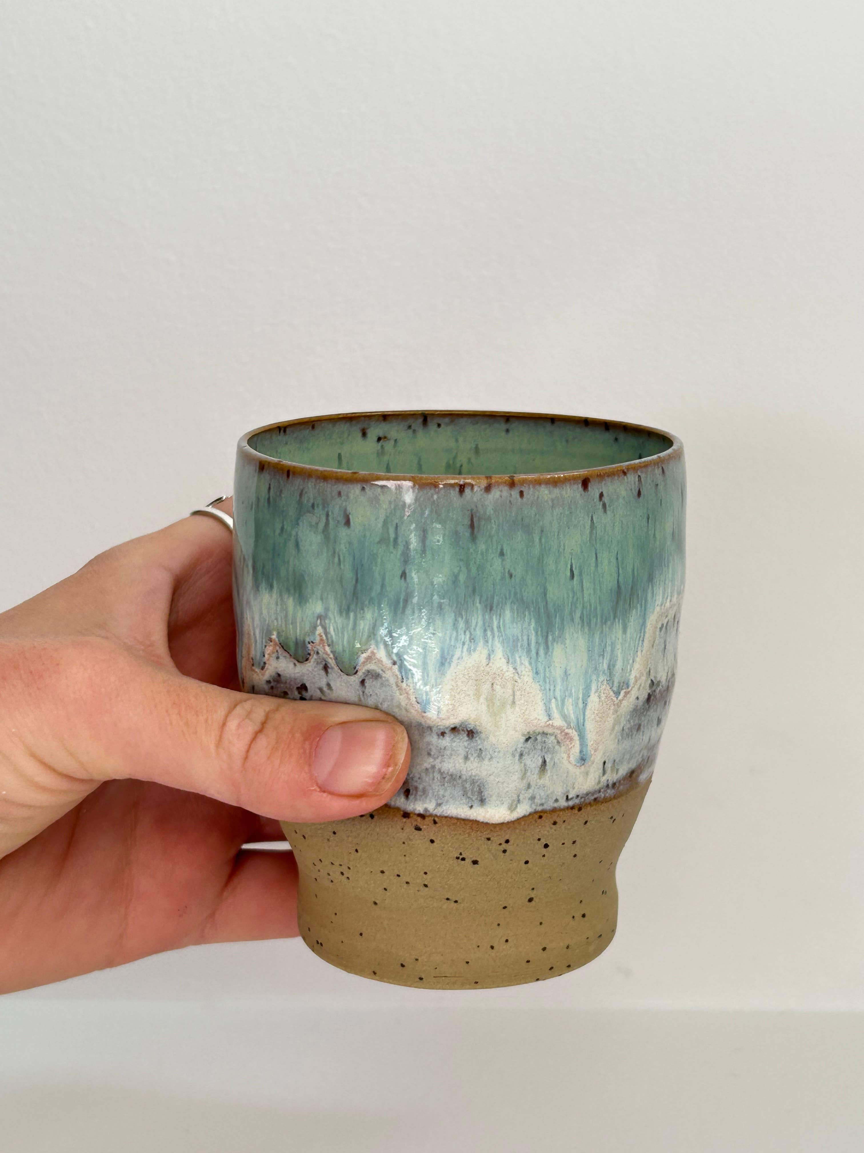 Fernweh Pottery – wholesale Coffee/tea cup – Sea Green Dimple Cup