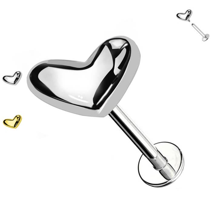 Labret Heart Piercing with Internal Thread for wholesale by Awaken