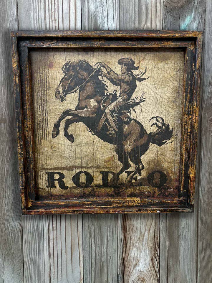 Placa Rústica de Rodeio - Tela Quadrada de 24" por atacado de TroubleMaker Trading Company