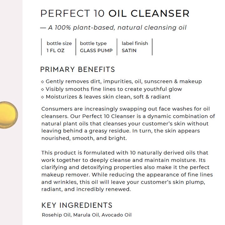 Dr. Jennifer Walden Skincare & Supplements - Wholesale Facial Cleanser - Perfect 10 Oil Facial Cleanser