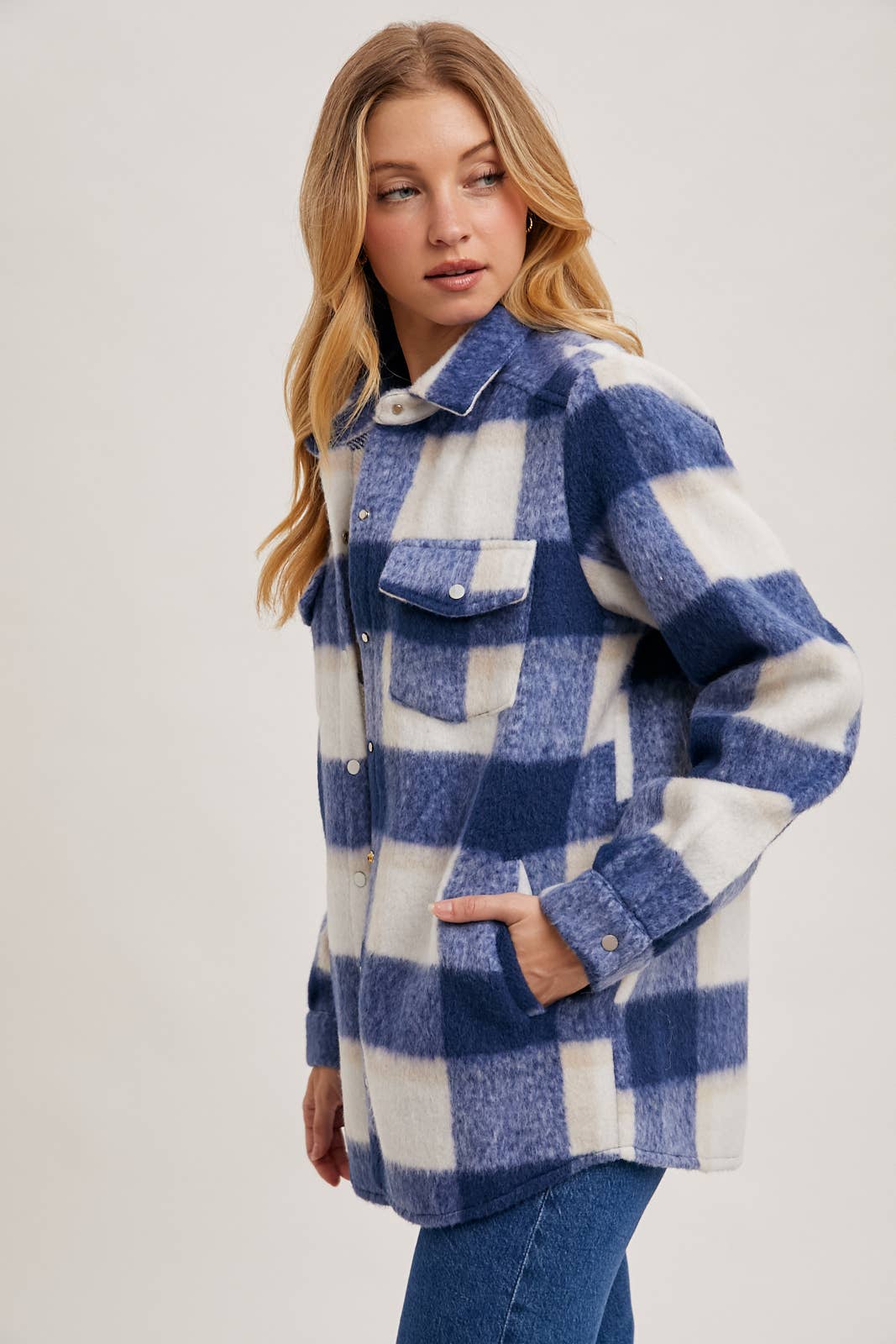 Bluivy – Engroshandel Skjortejakke/shacket – til kvinder – PLAID BØRSTET FLANNEL SHACKET21