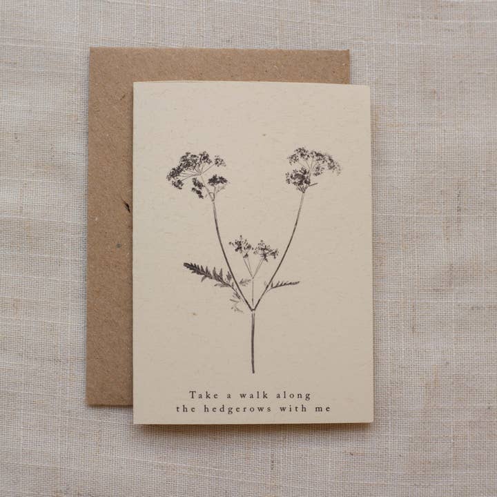 Cow Parsley Flower Greeting Card A7 - Take A Walk Along The Hedgerows With Me for wholesale by Alicia Breakspear