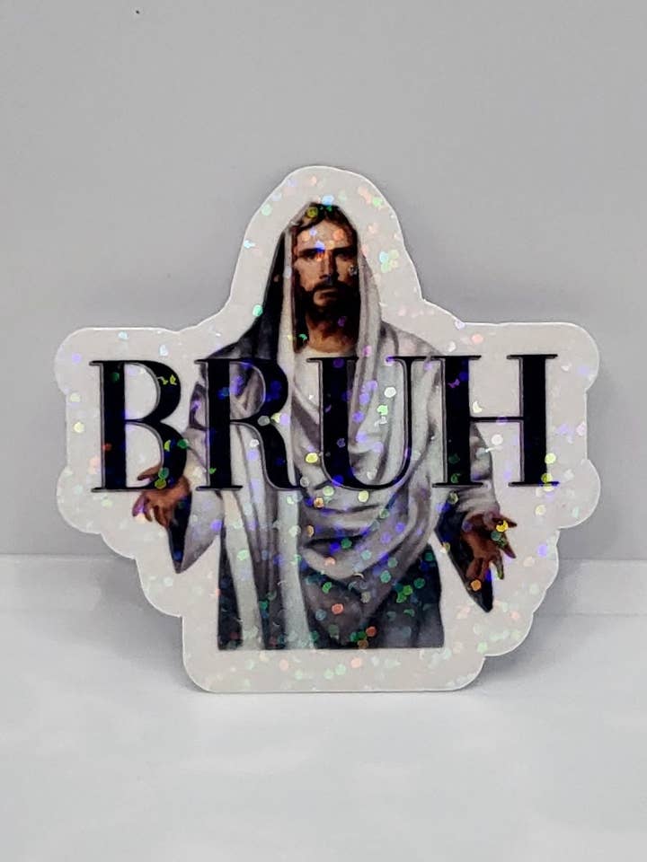 Bruh Rolig Jesus Holografisk Laptopklistermärke för wholesale av Avenue Cute
