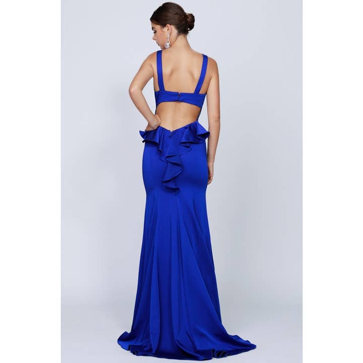 Juliet - Wholesale Gown - Women's - FITTED DRESS WITH RUFFLED BUSTLE EVENING GOWN6