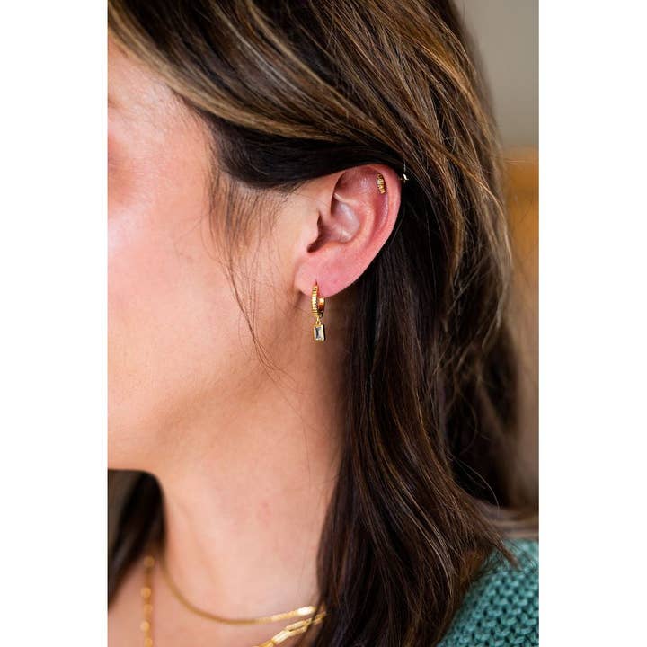 Lola & Tae - Wholesale Huggie Earrings - Karlie 18K Gold Plated Cubic Zirconia Huggie Earrings1