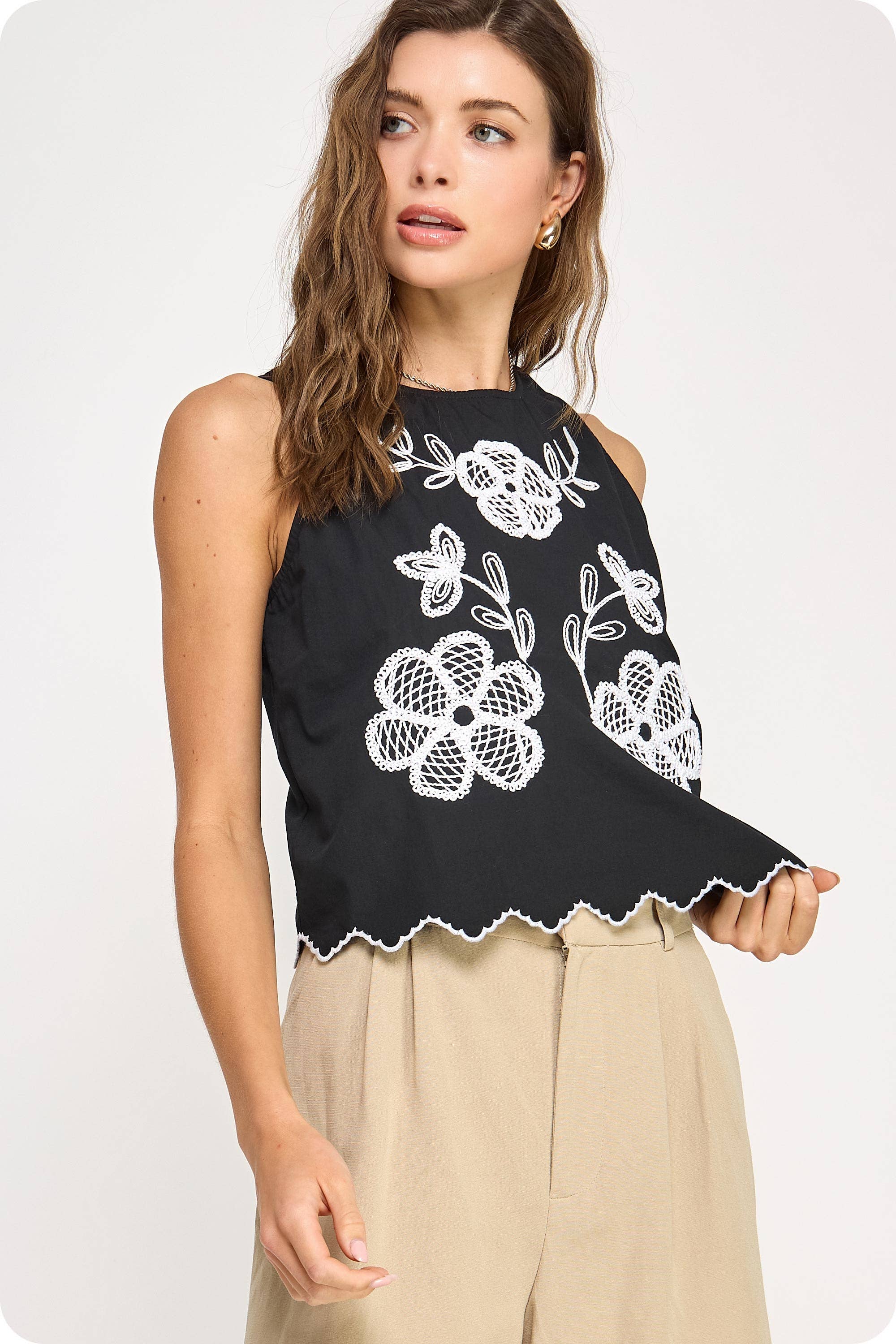 Strut & Bolt - Wholesale Blouse - Women's - Floral Embroidery Sleeveless Top12