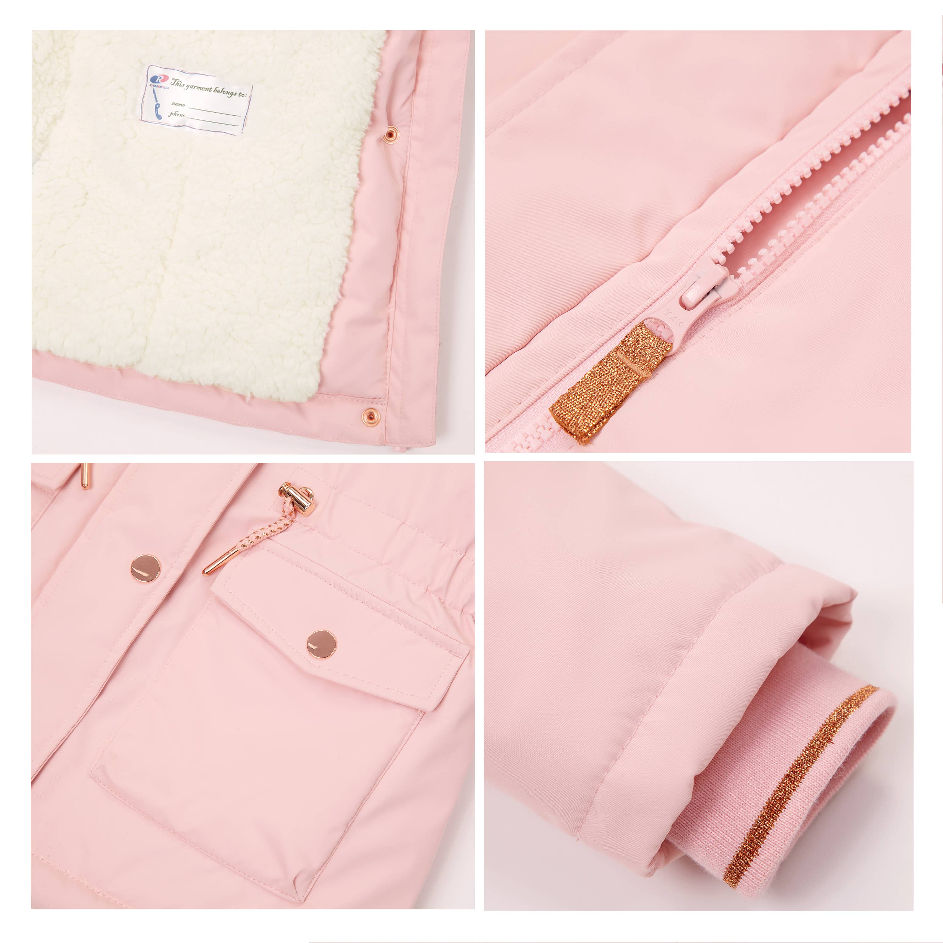 Rokka & Rolla - Wholesale Parka - Kids - Girls' Hooded Parka Jacket Fleece Lined Winter Coat9