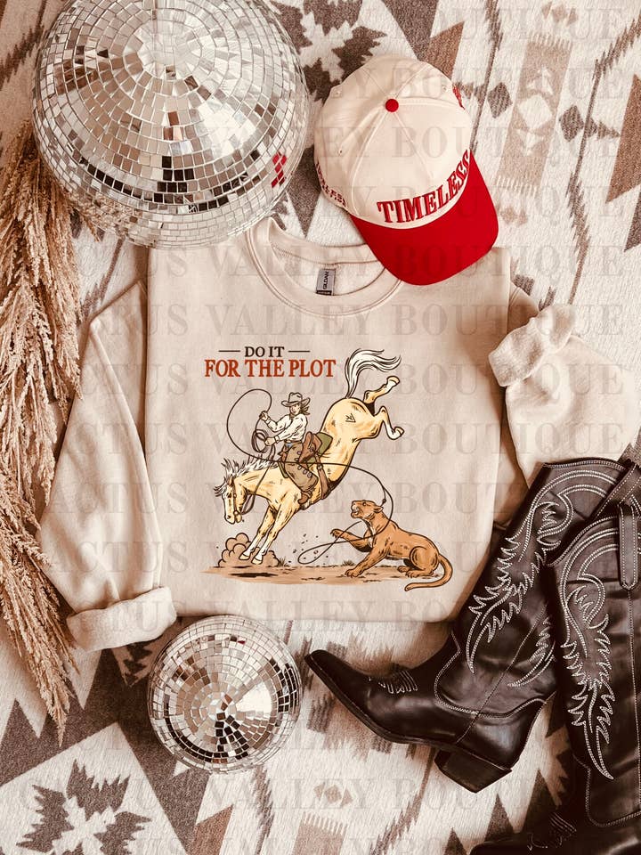 Fais-le pour l'intrigue - Col rond pour la vente par Cactus Valley Boutique