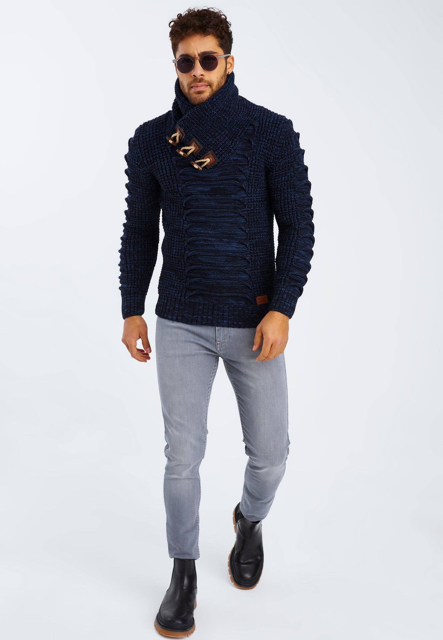 Leif Nelson GmbH - Wholesale Knit Sweater - Men's - Men's Knit Sweater Chunky Knit Shawl Collar LN-557515