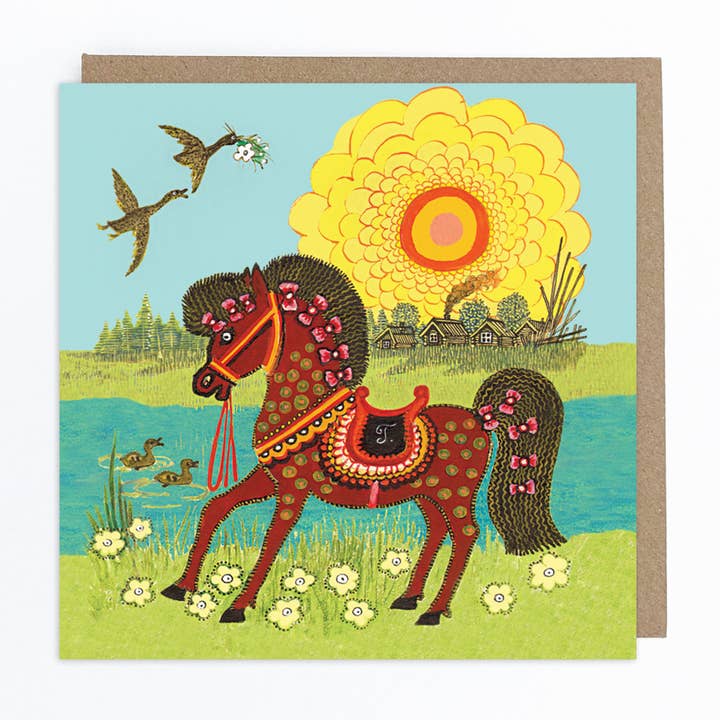Kapelki Art – wholesale Everyday greeting card – Horse in Sunshine blue greeting card