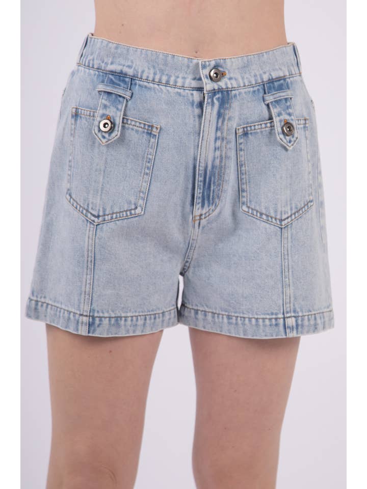 VERY J - Wholesale Shorts - Women's - NP70300-High Waist Washed Jean Y2K Shorts