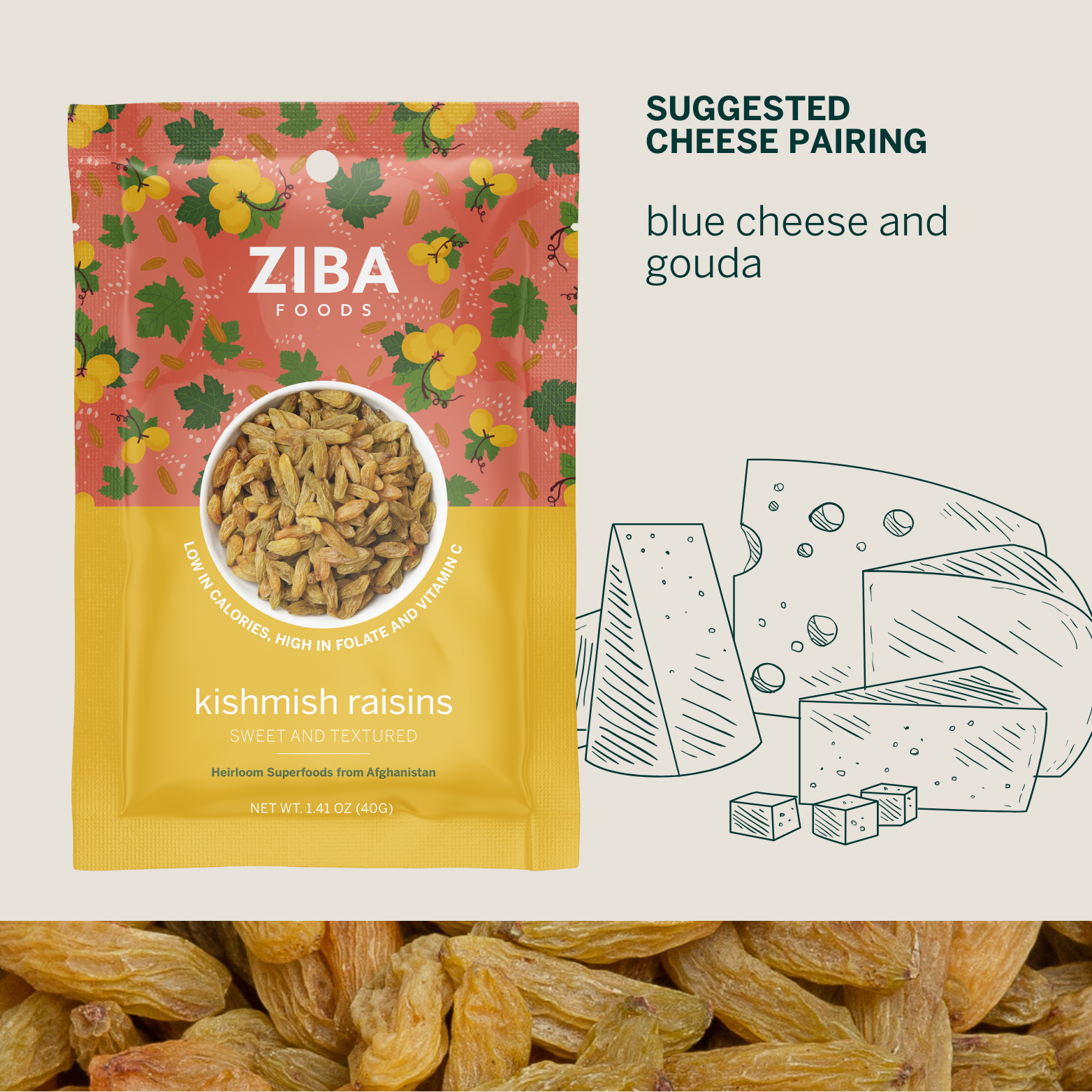 Ziba Foods – Engroshandel Tørret/dehydreret frugt – Kishmish rosiner single-serve snack, vegansk 1 oz7