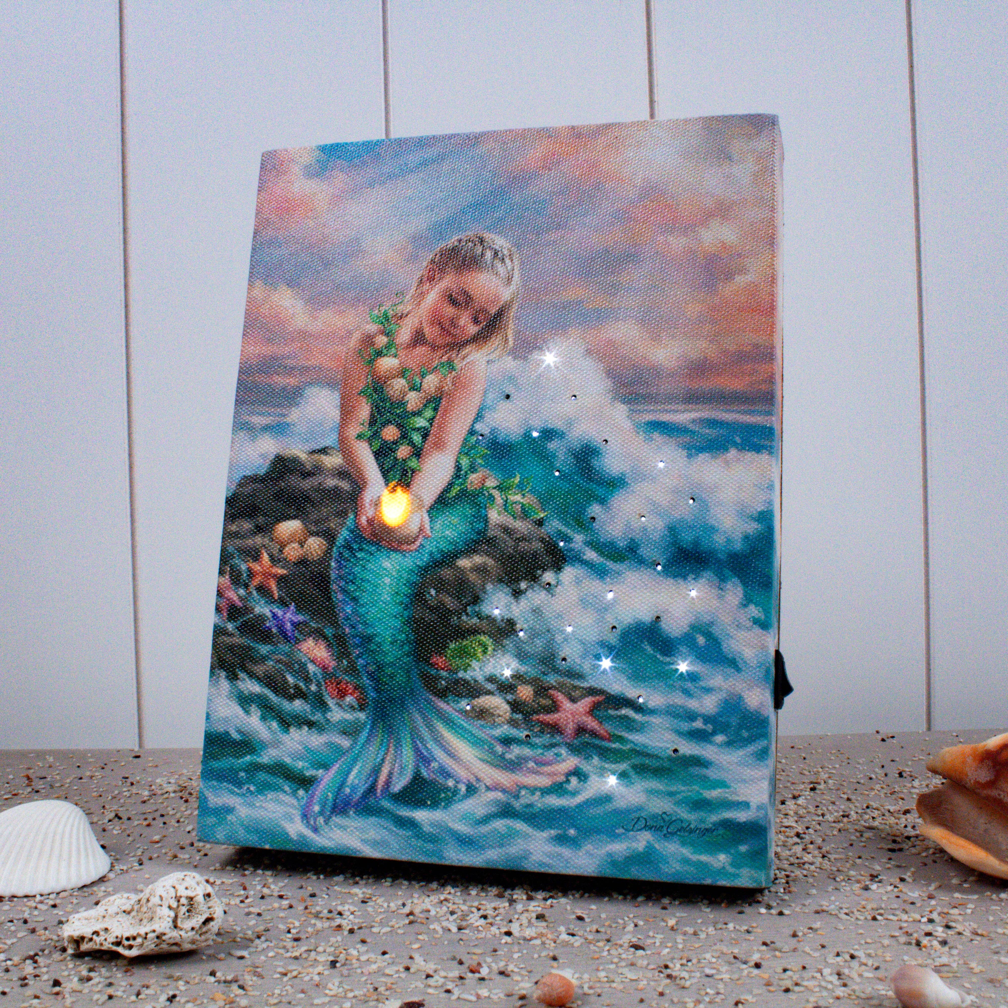 Glow Decor - Wholesale Decorative Tabletop Object - Mermaid Princess 8x6 Lighted Tabletop Canvas