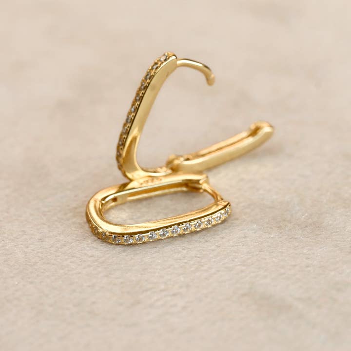 Blueyejewelry - Wholesale Hoop Earrings - Diamond U Hoops - 925 Silver Pavé Link Hoop Earrings5