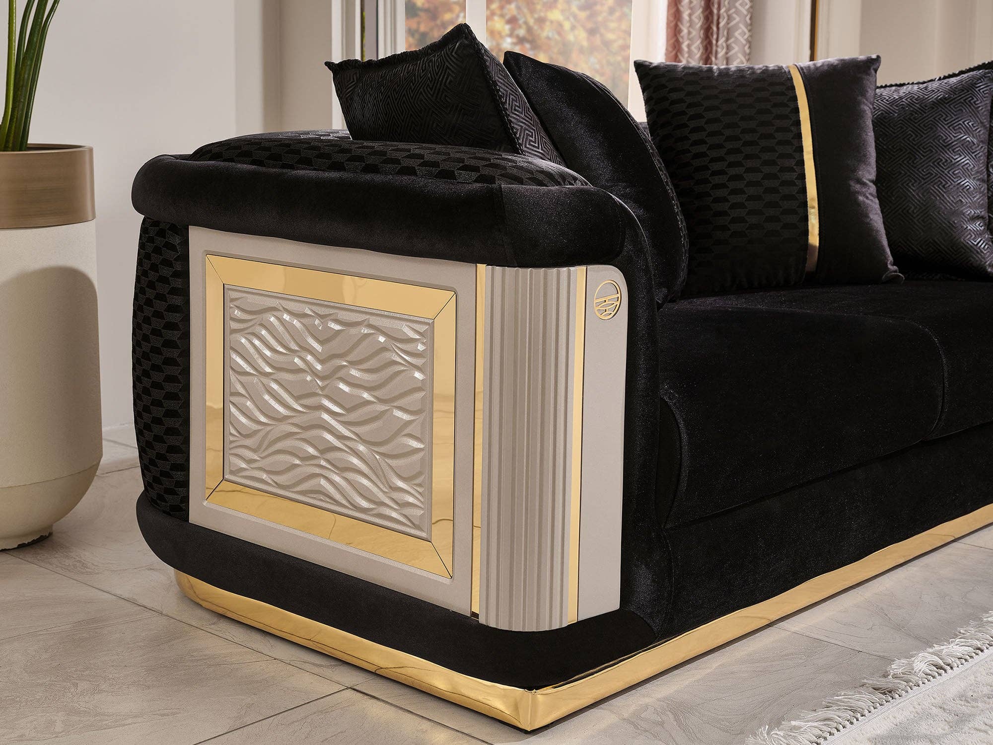Elegance Stationary Sofa Black for wholesale on Faire2