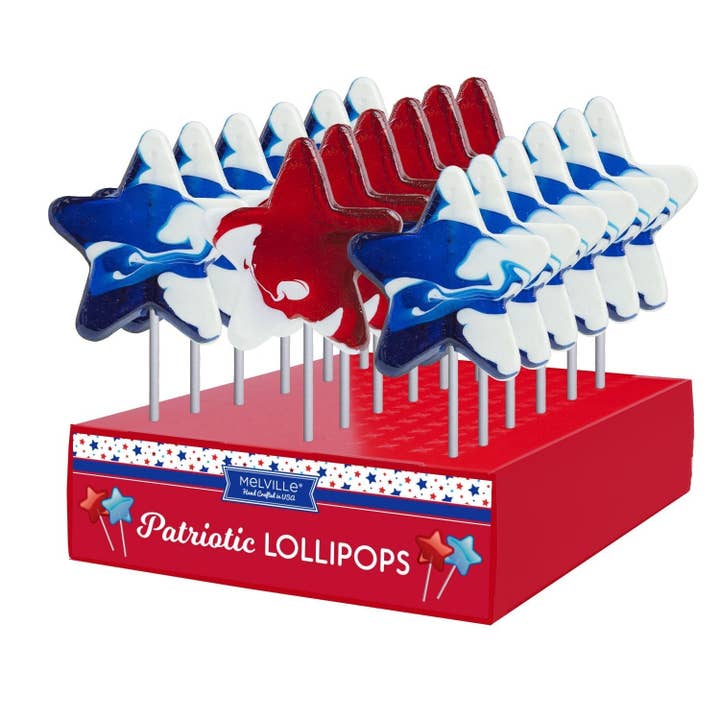 Sucettes Patriotic Swirl Star - Assorties pour la vente par Melville Candy Company