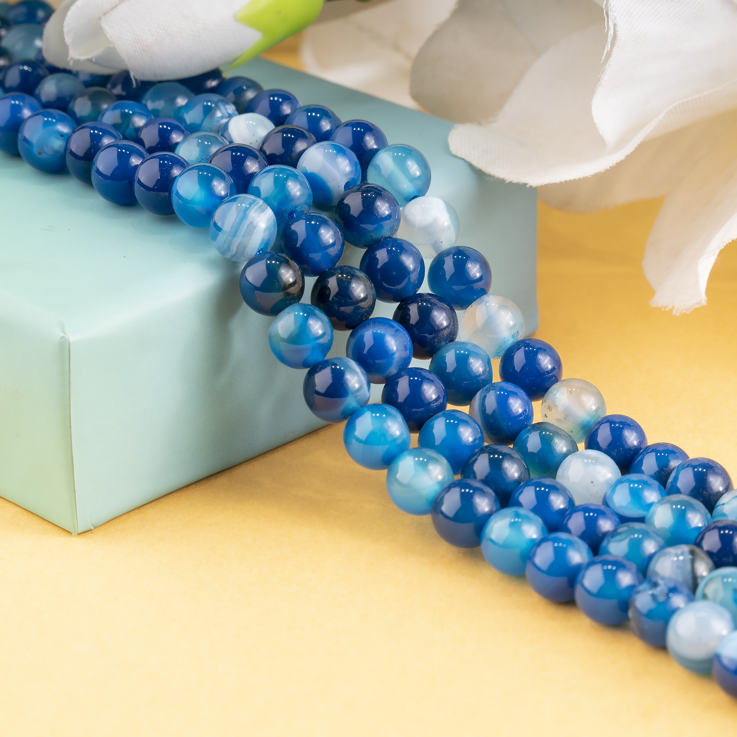 Soothing Crystals Beads - Wholesale Beads - Crystal Jewelry Beads | Banded Agate Blue | Gemstone Healing0