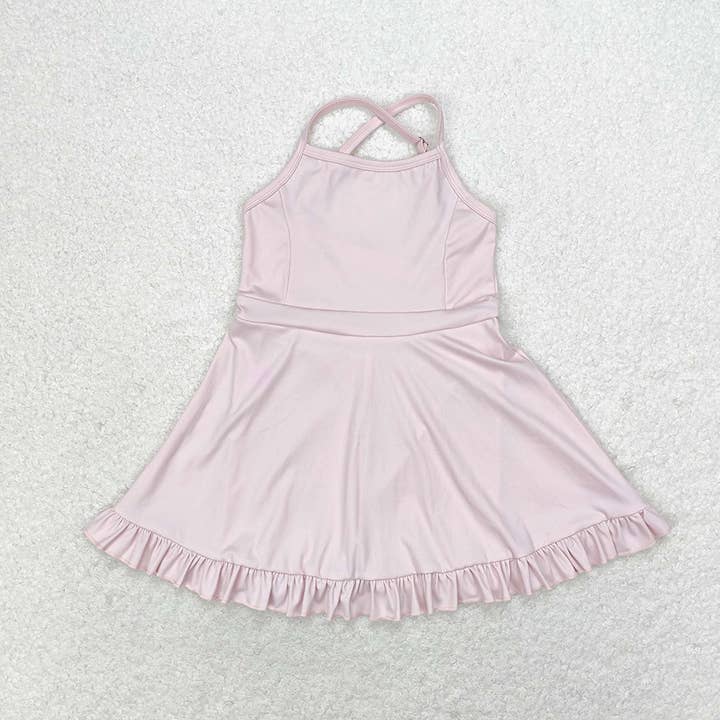 Aier Wholesale - Wholesale Athletic Dress - Kids - Baby Girls Pink Knit Knee Length Active Wear Dresses