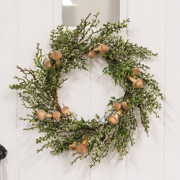 Saybrook Lane - Wholesale Wreath - Mossy Sprouting Mushroom Wreath - 24"1