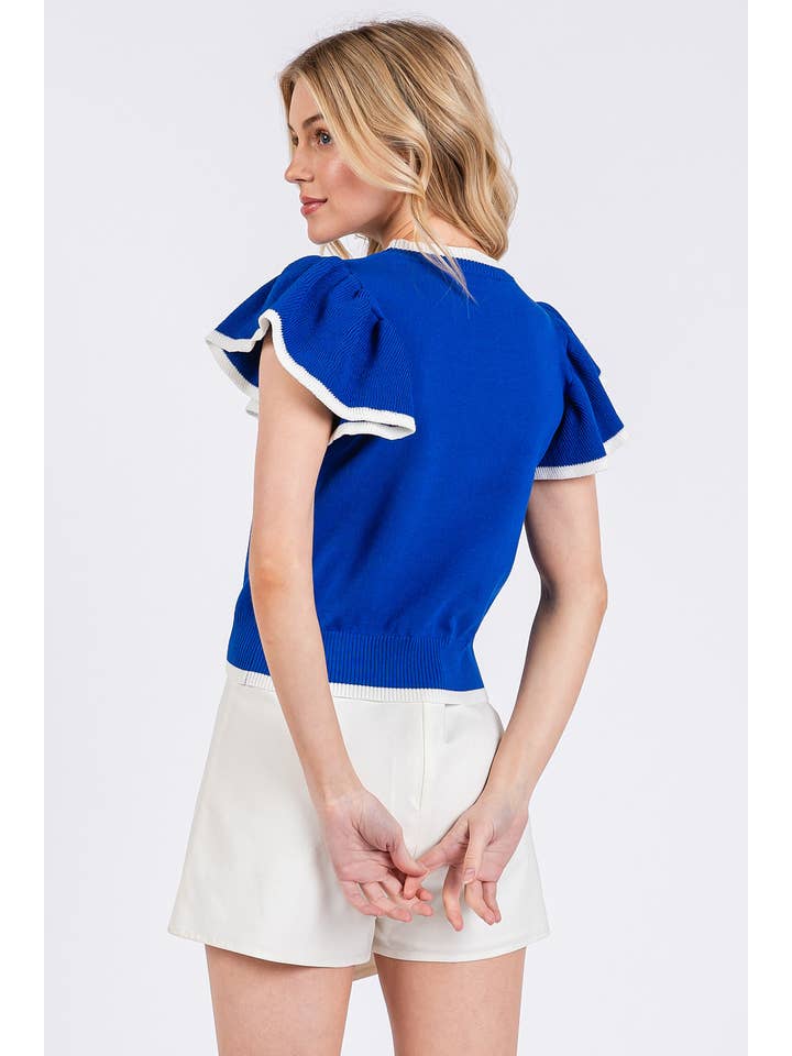 mittoshop - Wholesale Knit Top - Women's - SWEATER KNIT RUFFLE SLEEVE CONTRAST CROP TOP10