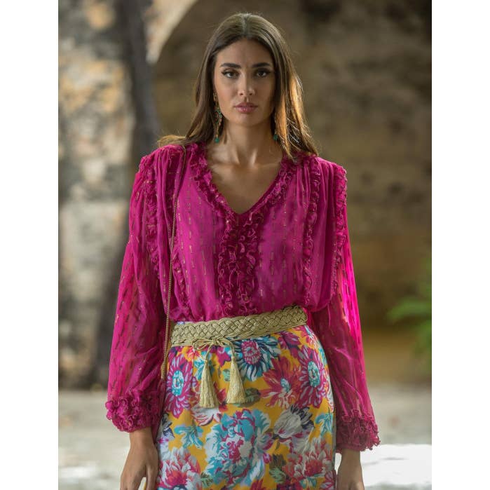 FUCHSIA SUNSET AND MOON SPRING TOP for wholesale by Káhyra