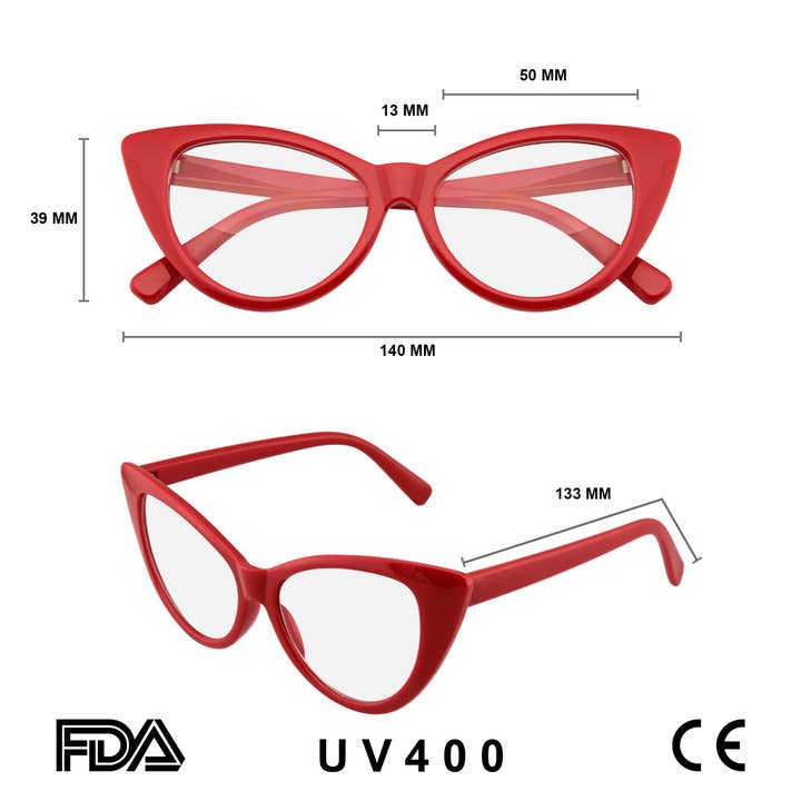 Emblem Eyewear - Wholesale Eyeglasses - Women's - Super Cat Eye Glasses Vintage Inspired Fashion Mod Clear