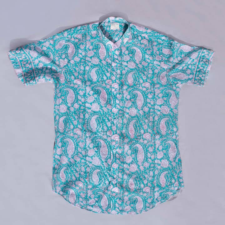 Block+Ink - Wholesale Button Down Shirt - Men's - Teal Paisley1