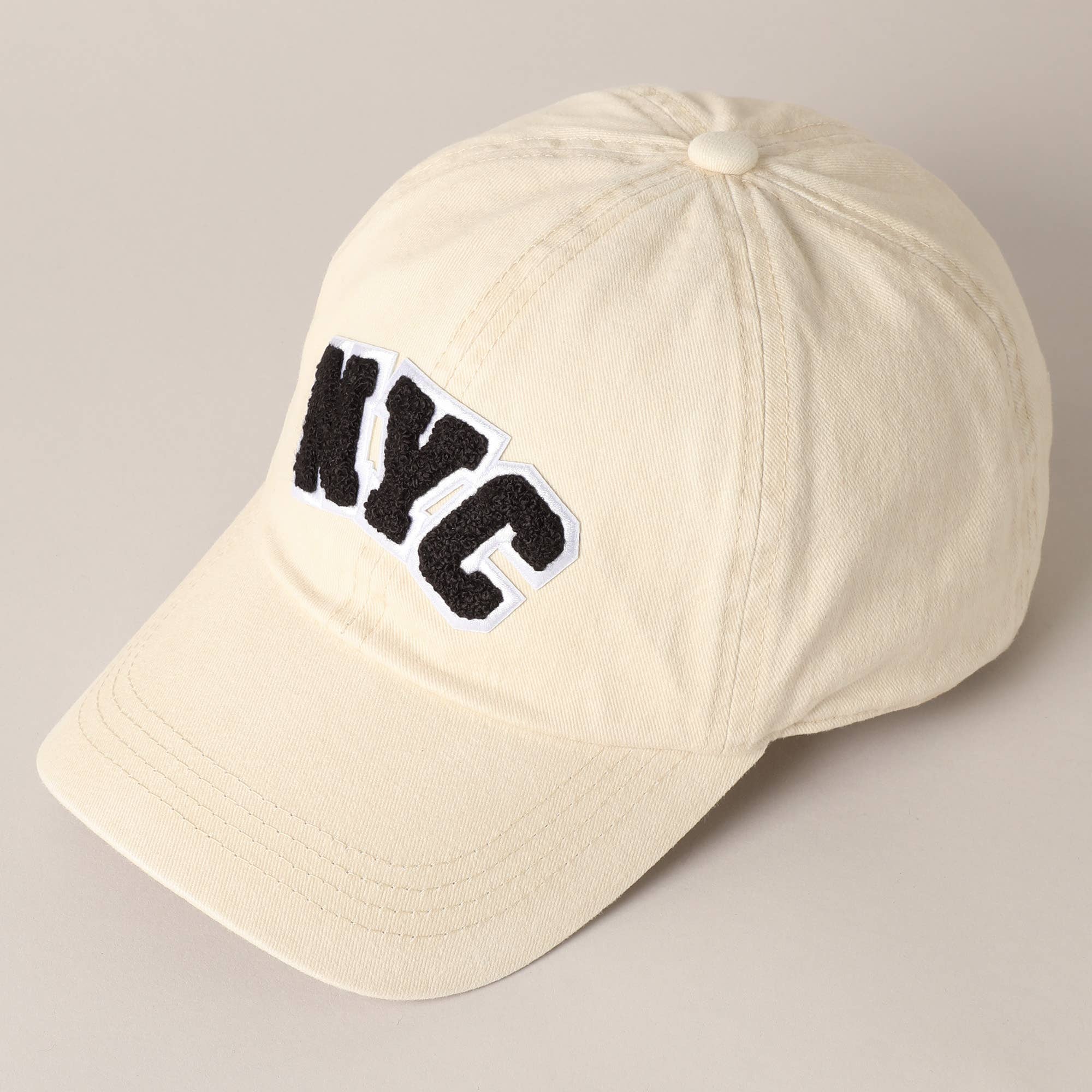 Fashion City - Wholesale Baseball Cap - Women's - NYC Text Chenille Patch Cotton Baseball Cap6