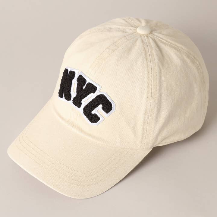 Fashion City - Wholesale Baseball Cap - Women's - NYC Text Chenille Patch Cotton Baseball Cap6