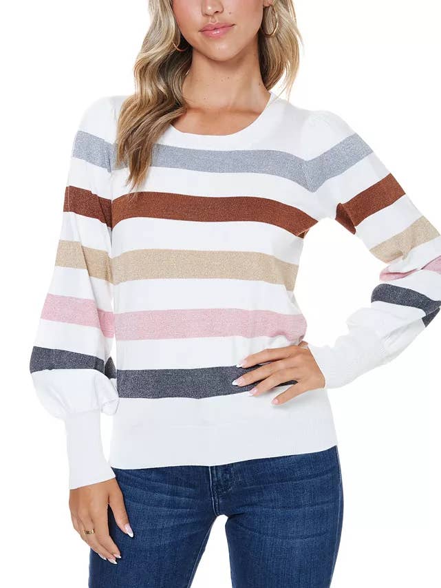 Chandail à rayures en lurex pour femmes pour la vente par JohnPaulRichard