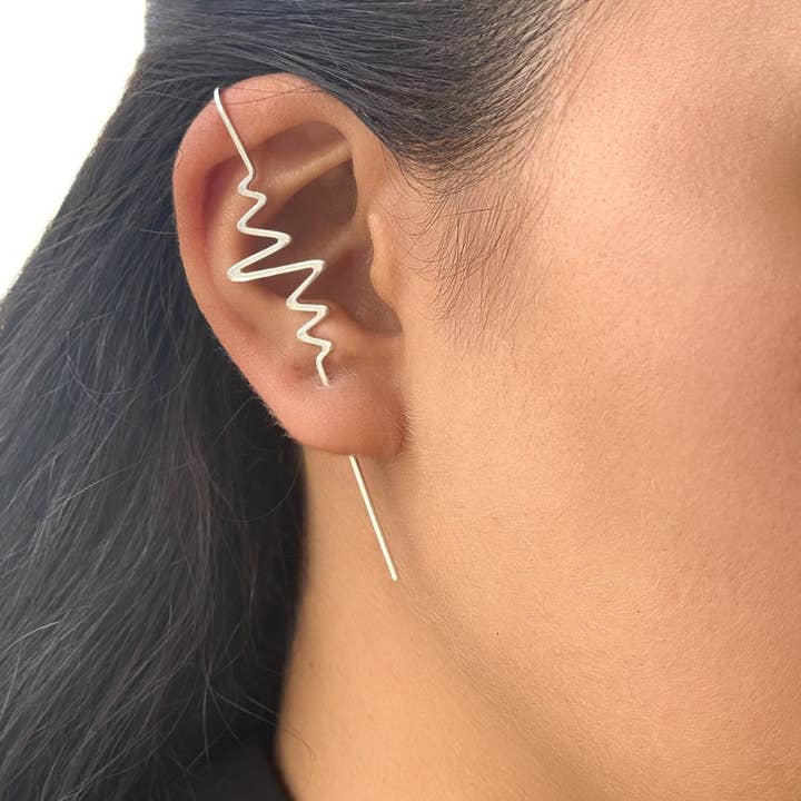 Sterling Silver Heartbeat Ear Cuff for wholesale by Otis Jaxon London