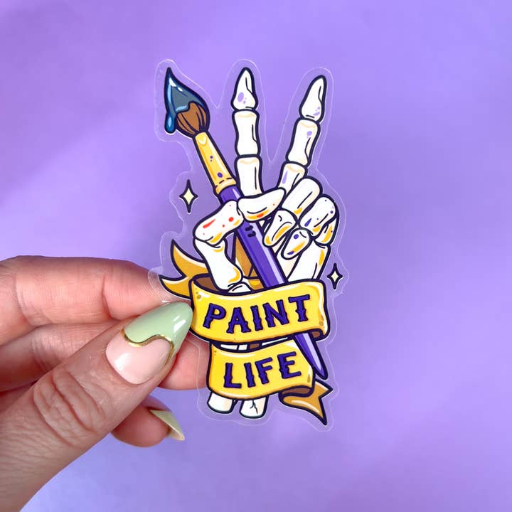 Paint Life Sticker – Skeleton Art Vinyl Decal | Artist Gifts for wholesale by The Paint Sesh