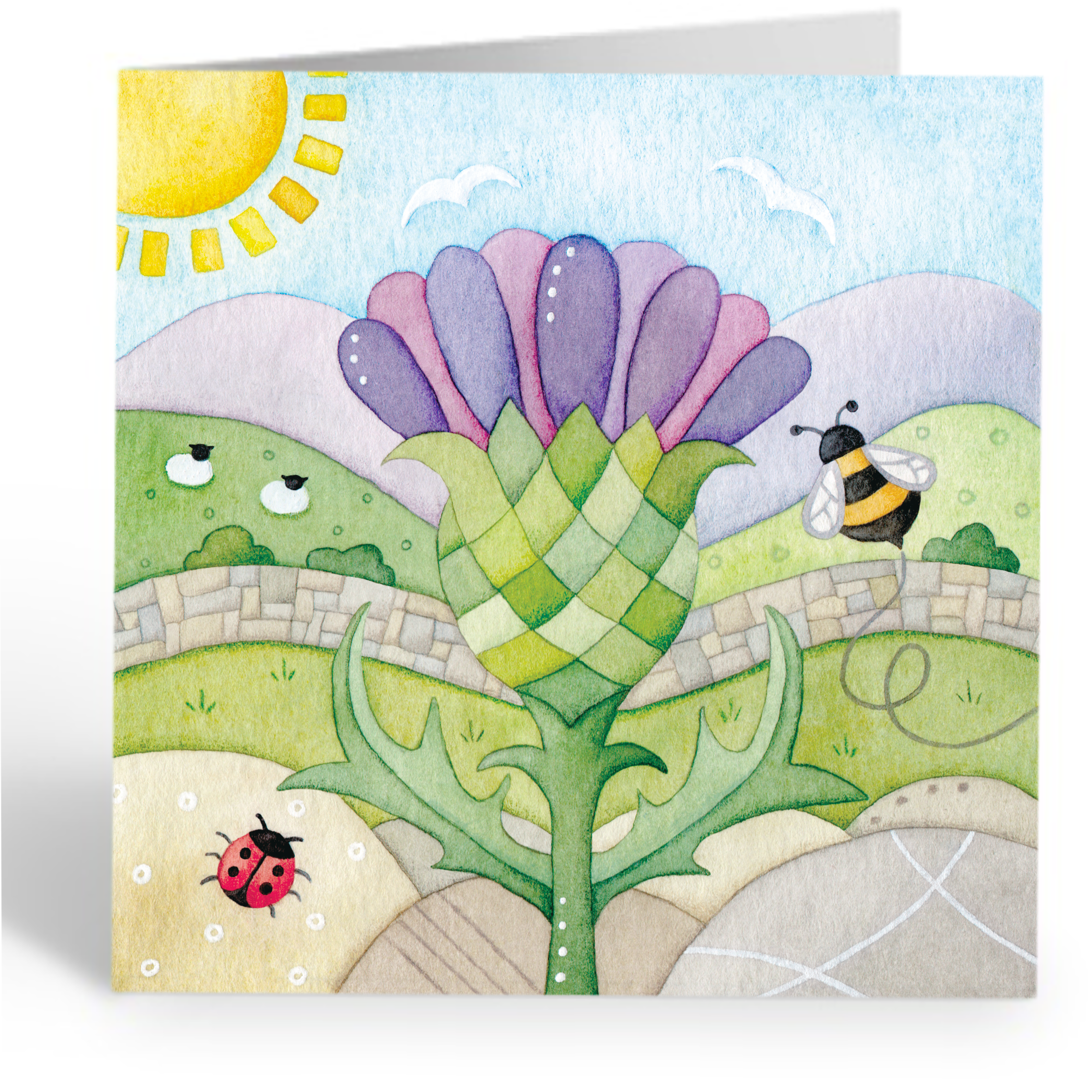 East Neuk Beach Crafts – wholesale Everyday greeting card – Thistle Greetings Card - Blank - Scottish Highlands Art0