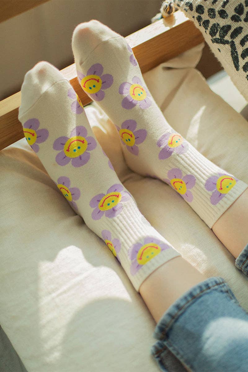 7DAYSSOCKS - Wholesale Socks - Women's - Women's Crew Smile Flower Socks8