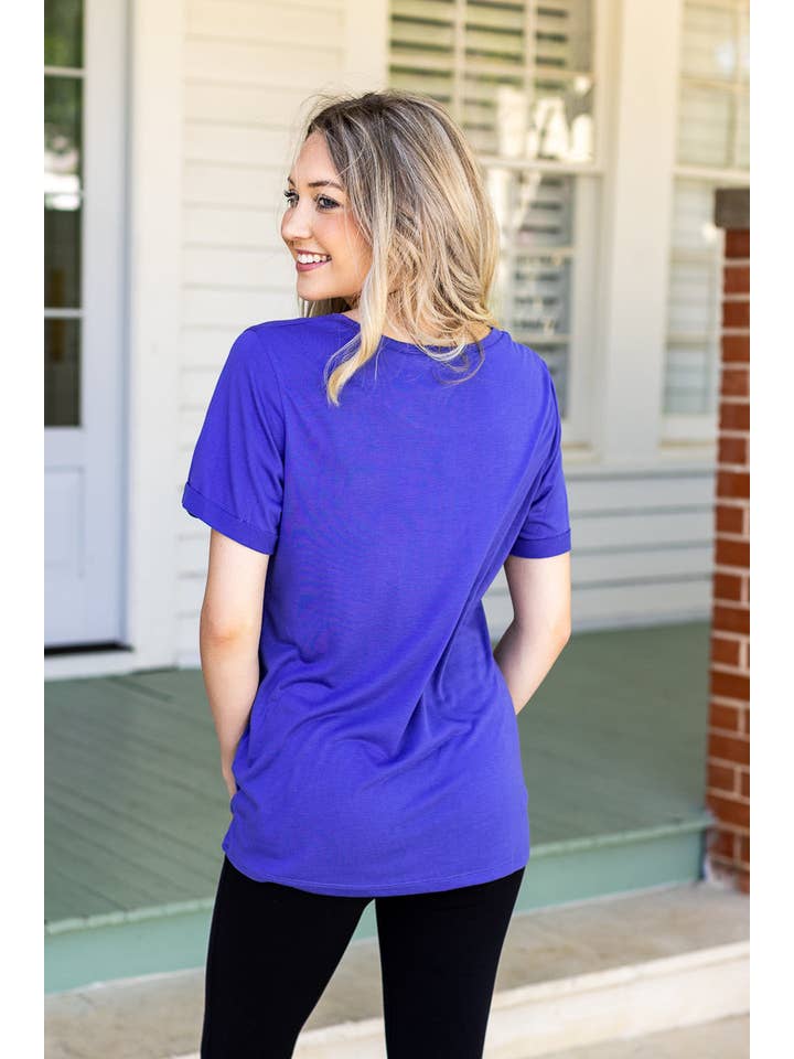 Peri Blue Crewneck Cuff Tee for wholesale on Faire4