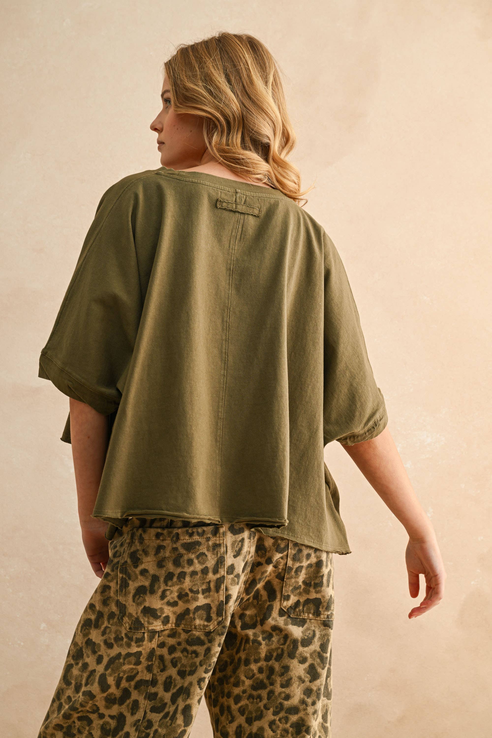 MIOU MUSE - Wholesale Blouse - Women's - T3736  BYE AND WASH OVERSIZED TOP17