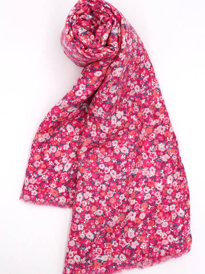 LIL' MOON tørklæde med Liberty-print og gulddetaljer for engroshandel hos LIL' MOON