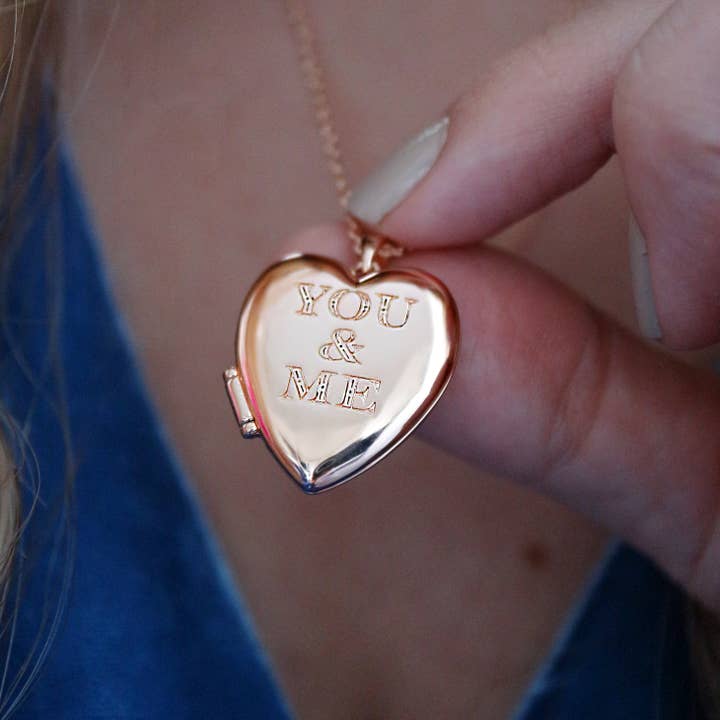 You & Me' Heart Locket Necklace for wholesale by Junk Jewels Ltd