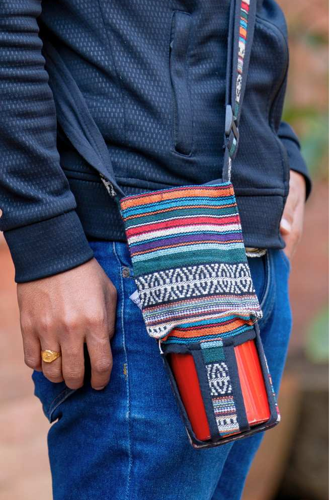Ganesh Himal Trading - Wholesale Crossbody Bag - Unisex - Cotton Waterbottle Holder w/Phone Pocket1