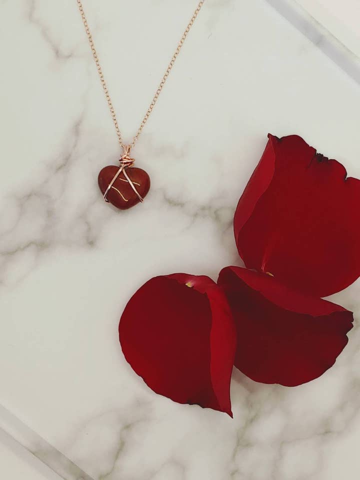 Red Jasper Necklace With 14k Rose Gold | Crystal Necklace for wholesale by Healing Jewelry Co., LLC