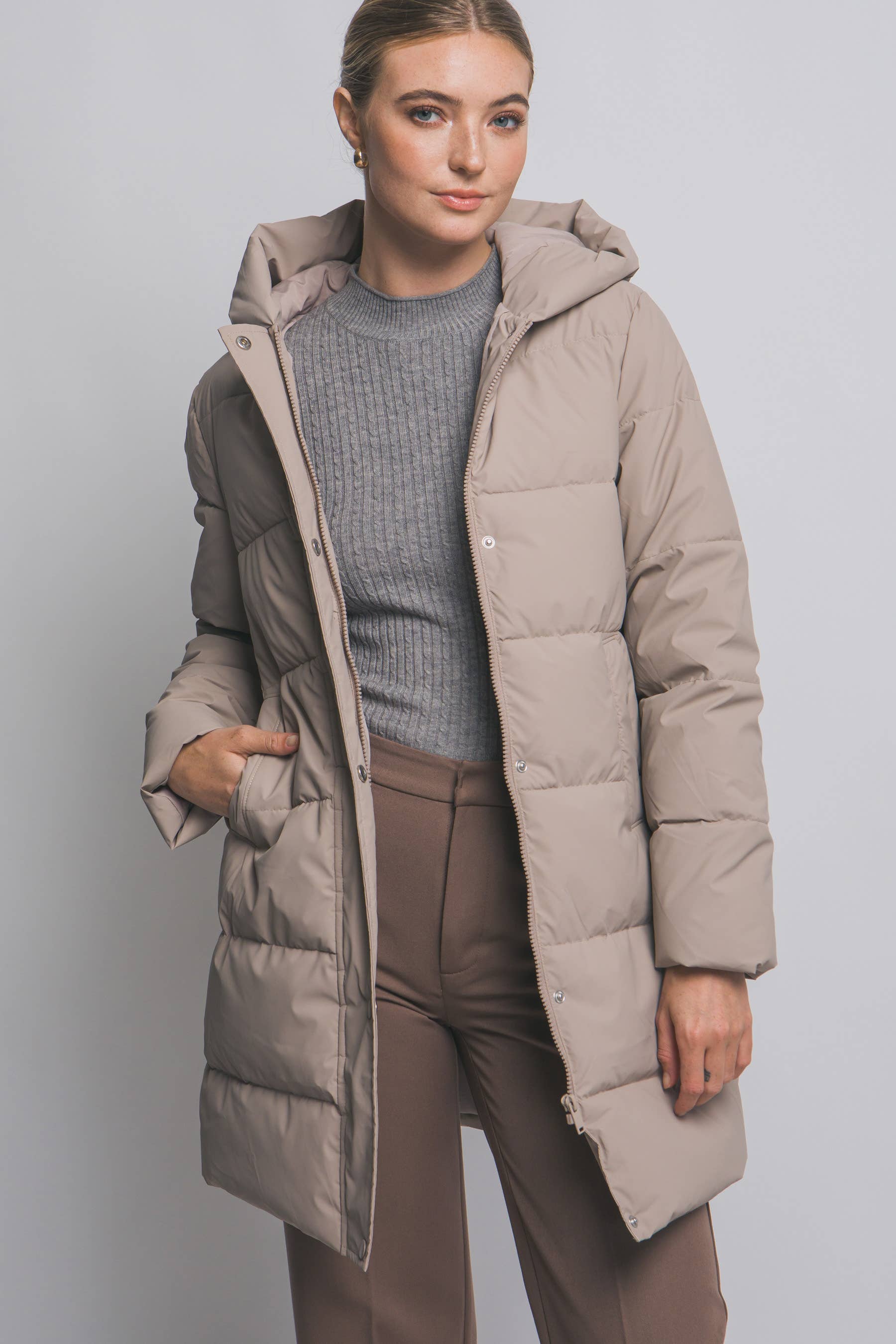 42POPS - Wholesale Outerwear Vest - Women's - ,...._ Hooded Long Quilted Puffer Coat8